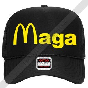 Trump McDonalds Maga Custom Mash Up Logo Foam Trucker Hat Black